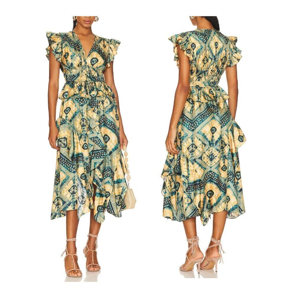 Ulla Johnson Avia Dress,  Silk, 0, NWT blue yellow